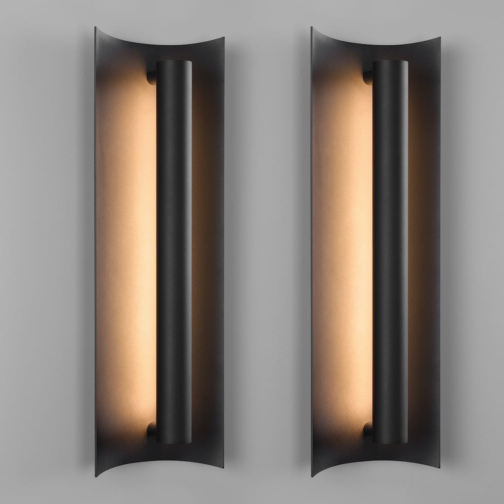 2-Pack Black Modern/Contemporary LED Outdoor Wall Lantern Sconce
