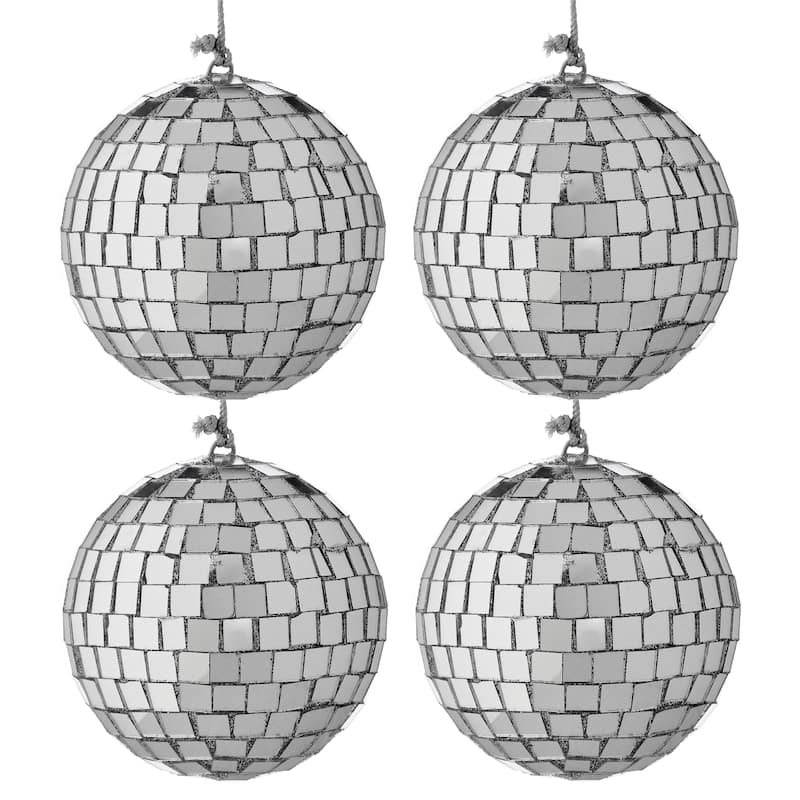 4" Mosiac Mirror Ball Ornament Set of 4