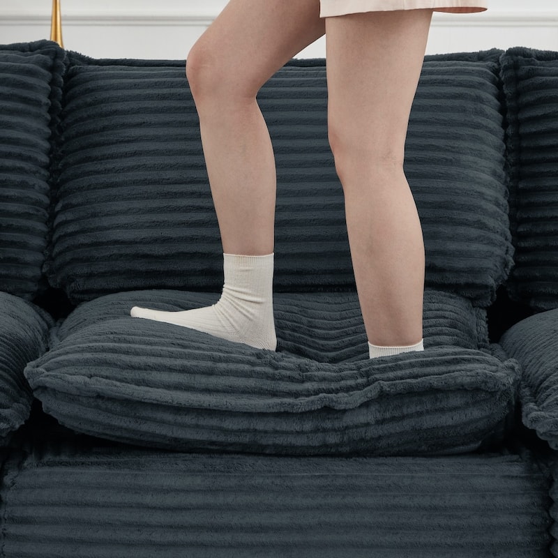 109.4" L-Shaped Cloud Sectional Sofa with Ottoman, No Assembly Required