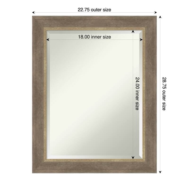 Driftwood Tan Beveled Wood Framed Bathroom Vanity Wall Mirror - Driftwood Tan - 23 x 29 in
