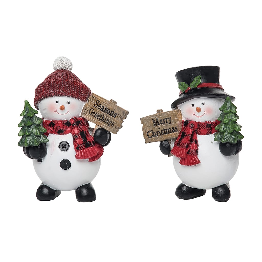 Transpac Small Resin Snow Cuties Figurine Set of 2 Christmas Home Decorations