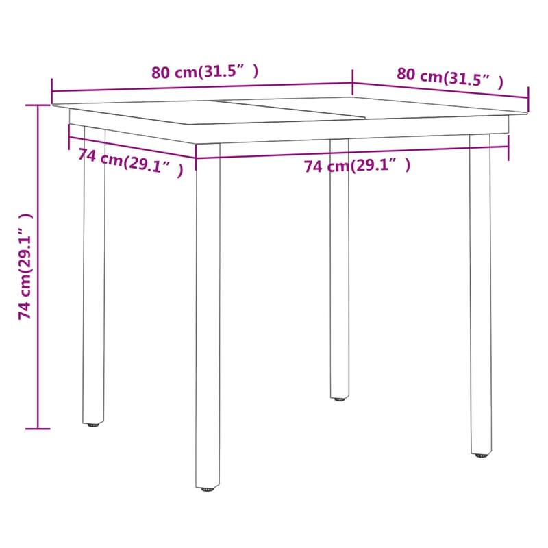 vidaXL Patio Dining Set 3/5/7 Piece Multi Colors 31.5"/55.1" Table Length