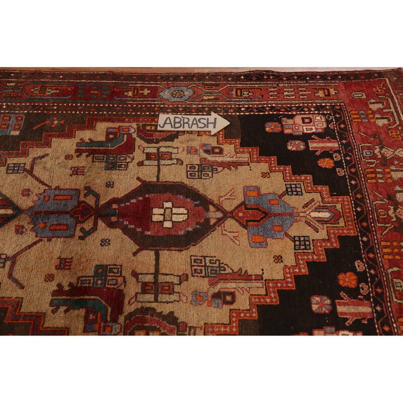 Hand Knotted Oriental 100% Wool Carpet Traditional Tribal Brown Ardebil Runner Rug - 14' 9'' X 4' 0''