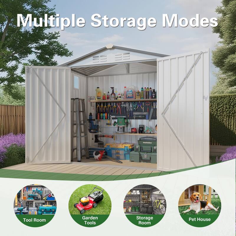 6X3.5FT Metal Storage Shed,Tool Shed with Pitched Roof Watertight with Positive Window and Lockable Door Compact Tool Shed