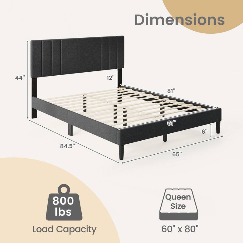 Gymax Twin / Full / Queen Size Bed Frame w/ Vertical Channel Tufted