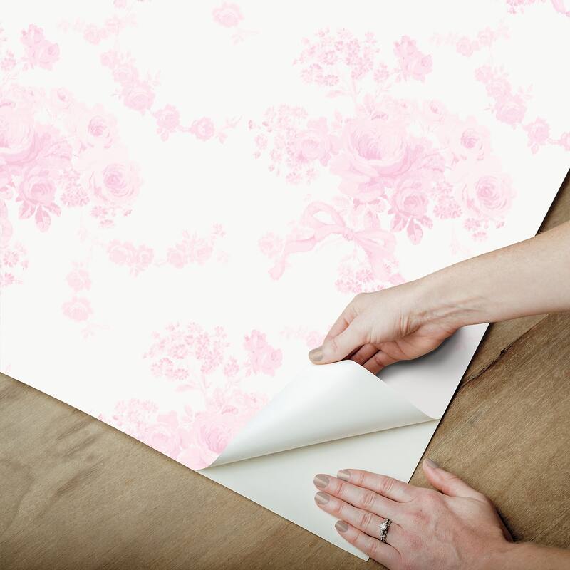 LoveShackFancy Champagne Harbor Pink Dream Peel and Stick Wallpaper