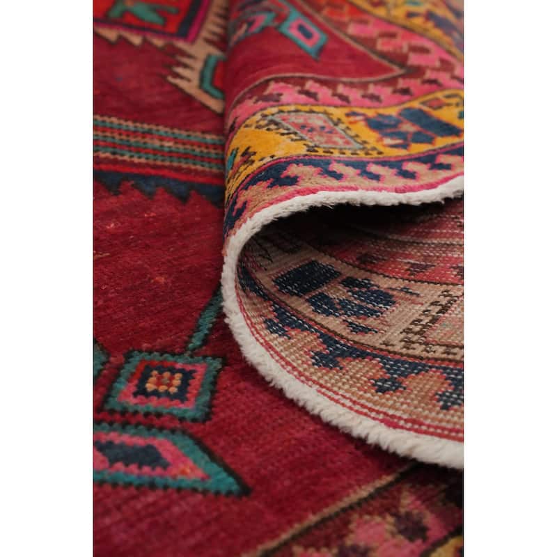 Hand Knotted Oriental 100% Wool Carpet Traditional Tribal Red Ardebil Runner Rug - 10' 6'' X 4' 5''
