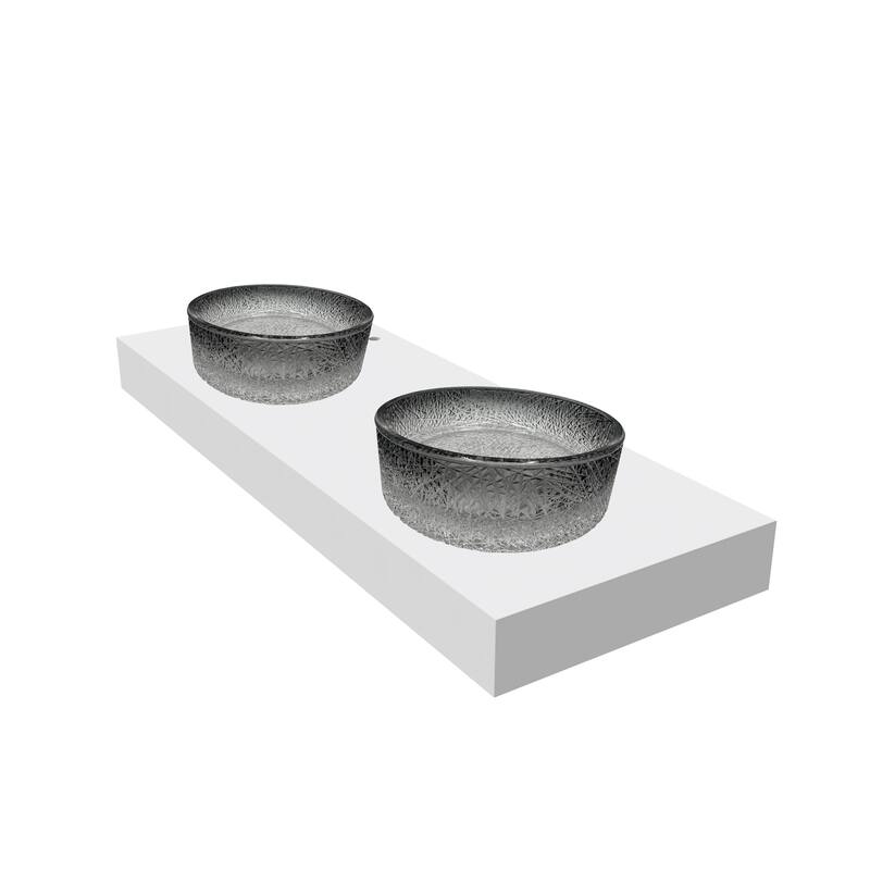 Stadium 16" & 14" Round Decorative Crystal Vessel Sinks With White Base