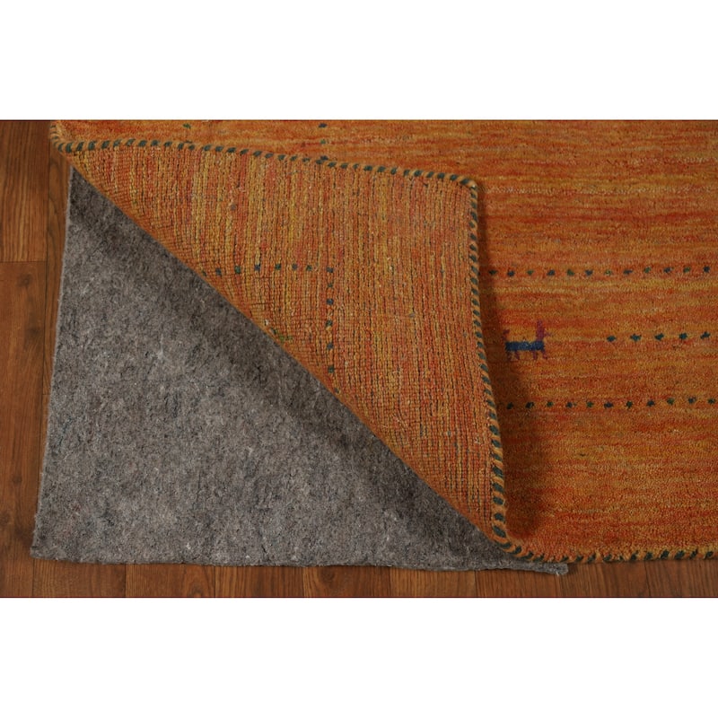 Hand Knotted Oriental 100% Wool Carpet Tribal Animal Pictorial Oranges & Rust Gabbeh Area Rug - 7' 7'' X 4' 11''