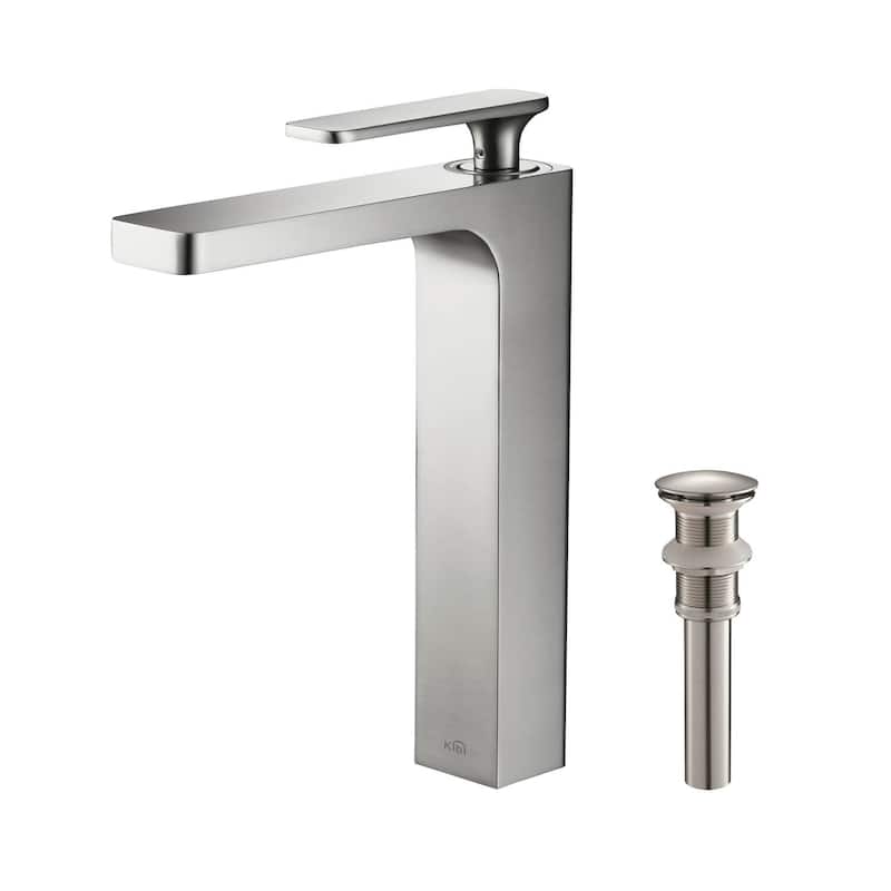 Lead Free Solid Brass Single Handle Bathroom Vanity Sink - Brushed Nickel W/ Pop Up Drain