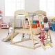 preview thumbnail 1 of 8, 6-in-1 Indoor Jungle Gym Kids Wooden Playground with Monkey Bars-Multicolor - Multicolor - 81" x 44" x 47" Kids