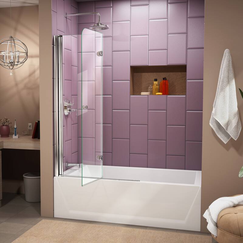 DreamLine Aqua Fold 36 in. W x 58 in. H Frameless Bi-Fold Tub Door - 36" W