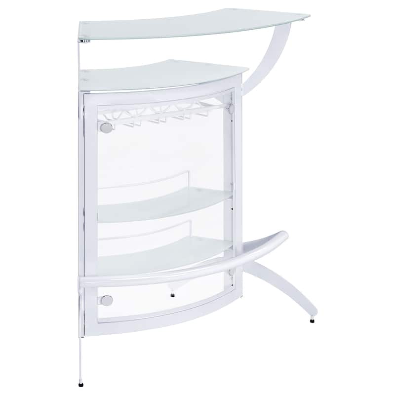 Dallas 2-shelf Curved Freestanding Home Bar Cabinet - White