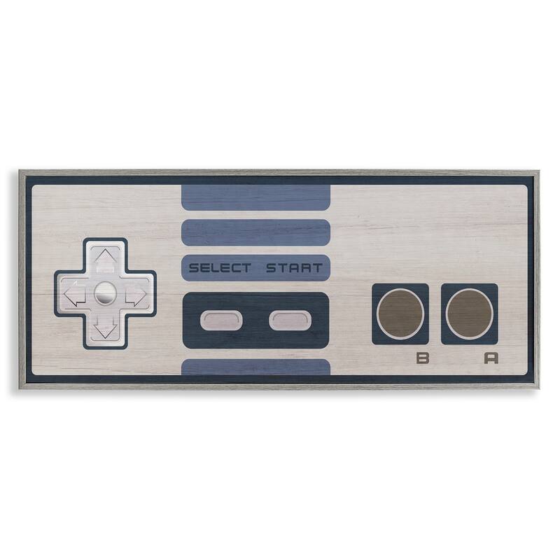 Stupell Vintage Video Game Entertainment System Classic Controller Blue Framed Wall Art