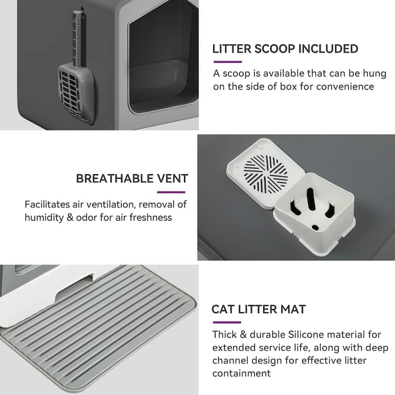 Moasis House-Like Cat Litter Box with Pads