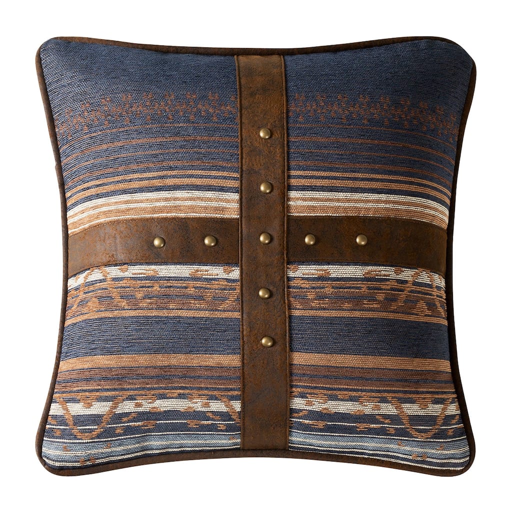 Paseo Road Estes Striped Rustic Western Chenille Jacquard Decorative Pillow, 18"x18"