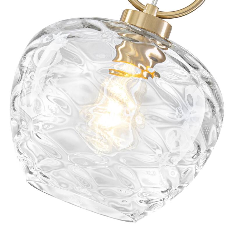 Modern Gold Geometric Glass Pendant Light Fixture Adjustable Cord - Dia.9.06-in