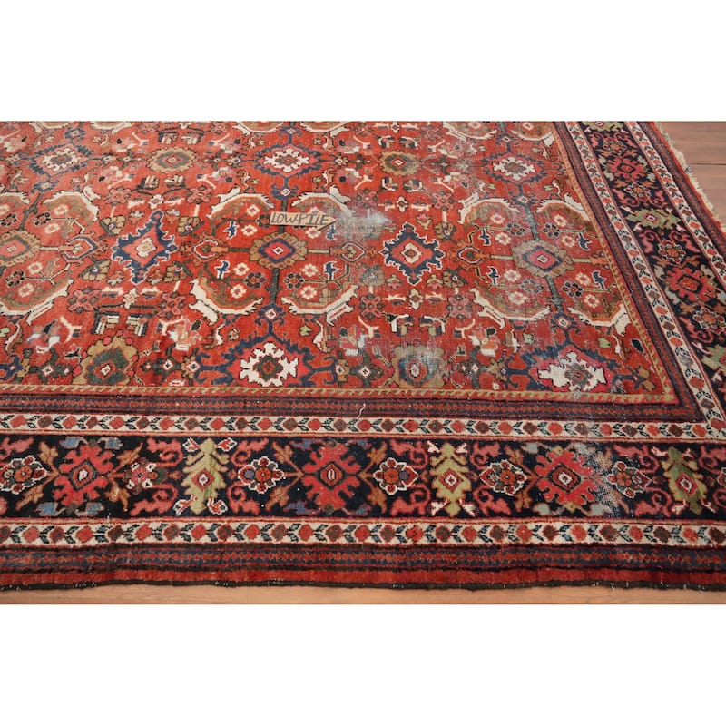 Hand Knotted Oriental 100% Wool Carpet Traditional Floral Oranges & Rust Malayer Area Rug - 12' 6'' X 10' 0''