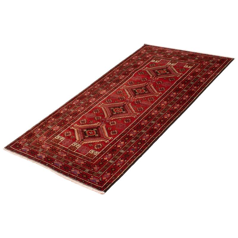 ECARPETGALLERY Hand-knotted Baluch Red Wool Rug - 4'0 x 7'5