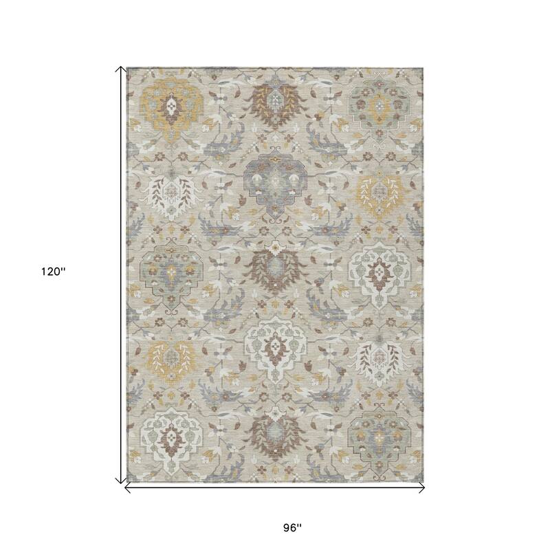 HomeRoots Damask Traditional Rectangle Outdoor Rug