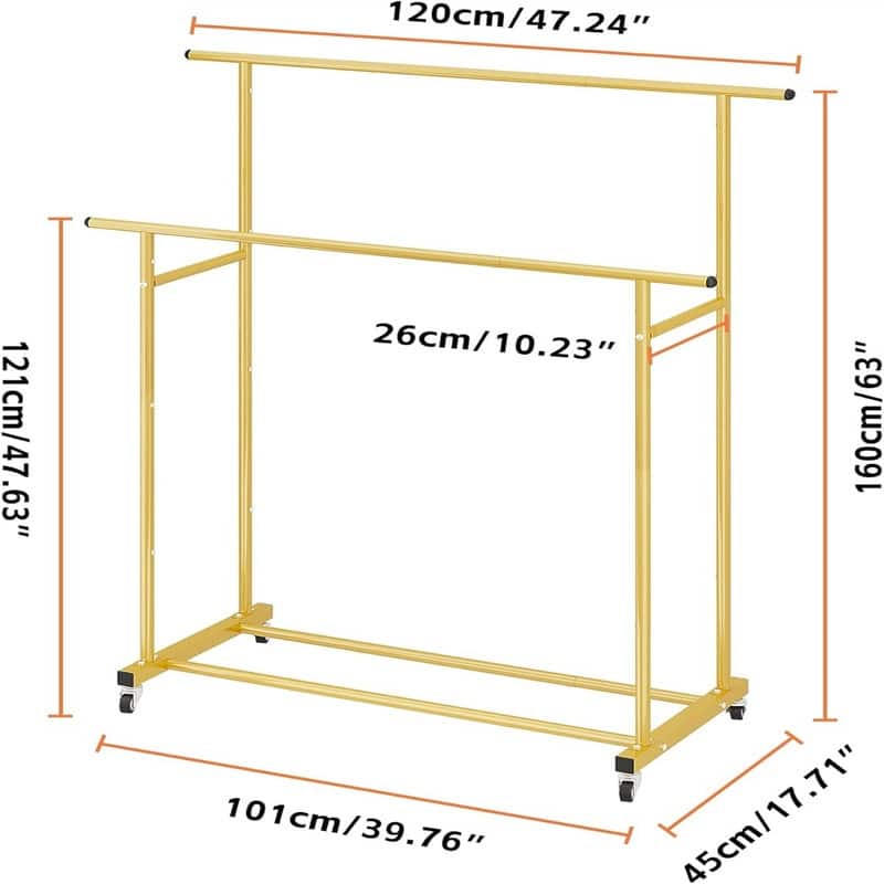 Rod Clothing Garment Rack - 17.71"D x 39.76"W x 47.63"H