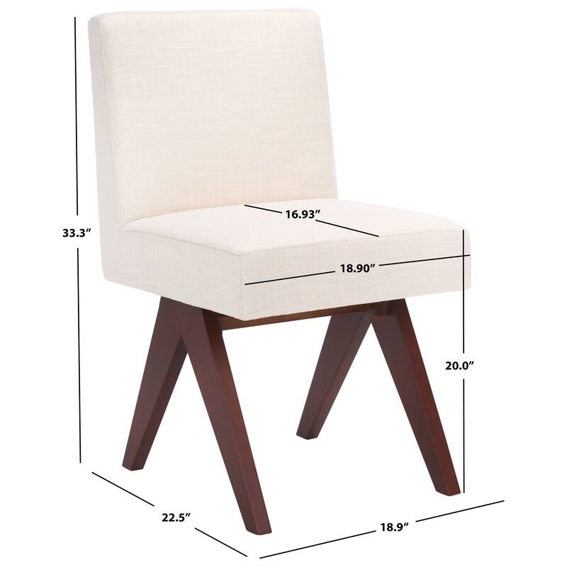 SAFAVIEH Home Oliviadella 20-inch Dining Chair - 19Wx23Dx33H - Bone/Walnut