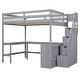 preview thumbnail 9 of 16, Full Size Loft Bed with Built-in L-Shaped Desk, Storage Shelves, and Storage Staircase