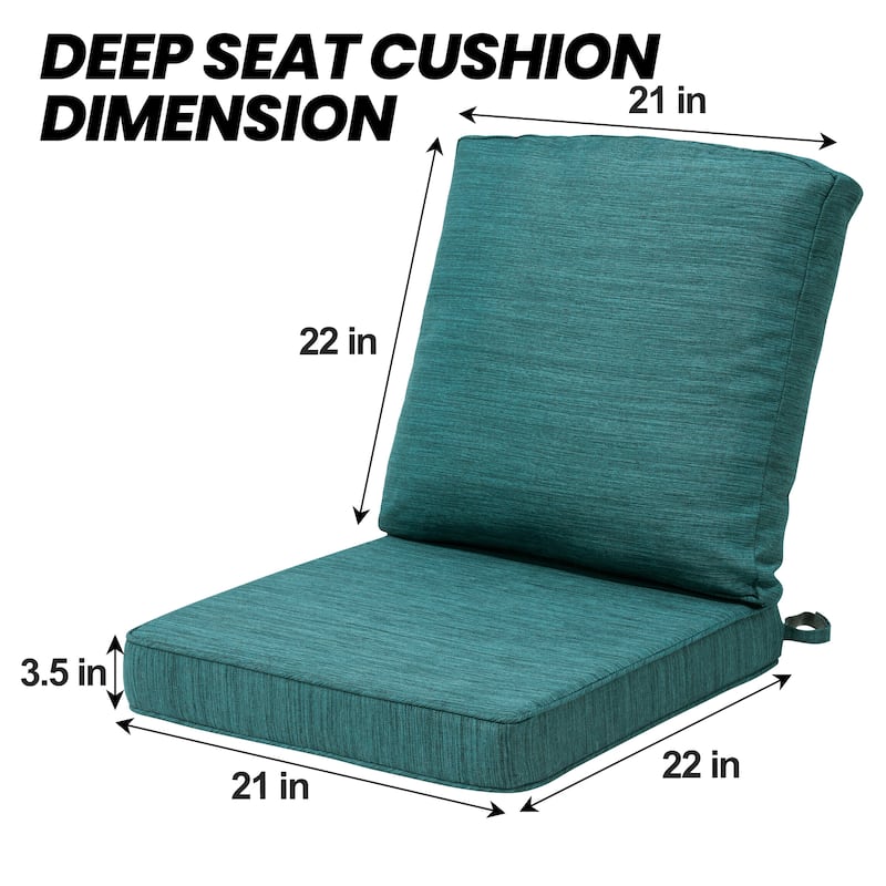21 W in x 22 D in. Outdoor Deep Seat Chair Cushion Set Dining Patio Chair Pad Set