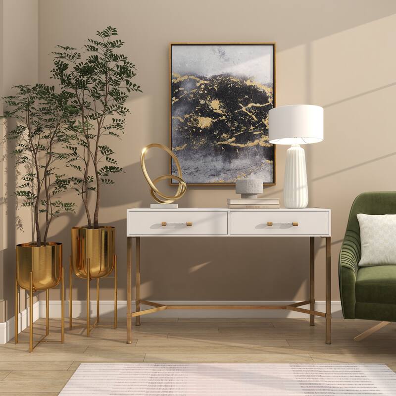 Modern Metallic Glam Planter Collection - Set of 2 - Multiple Sizes - Gold, Silver, White or Black
