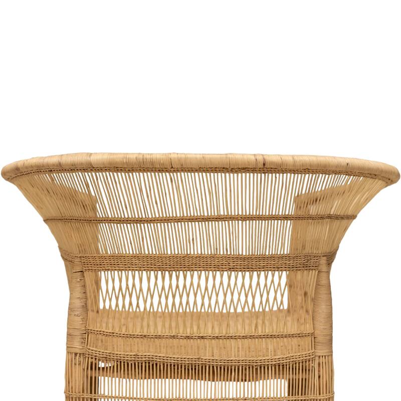 100% Solid Wood Frame Handwoven Natural Rattan Indoor Chair, Boho Farmhouse Accent Seating