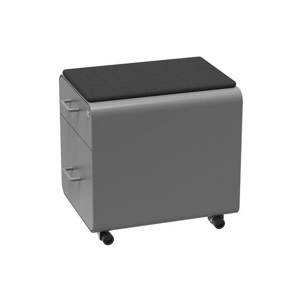 Shop Monoprice Round Corner 2 Drawer File Cabinet Gray Lockable