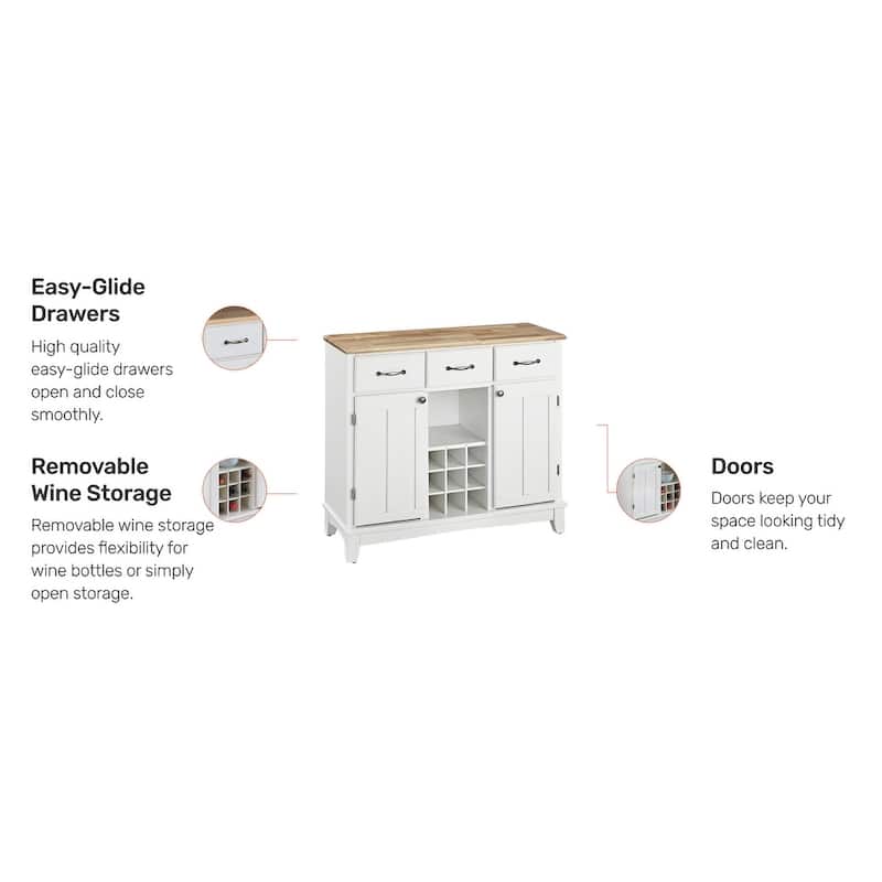 Homestyles Buffet Of Buffets Off-White Wood Buffet - 42" x 17" x 36"