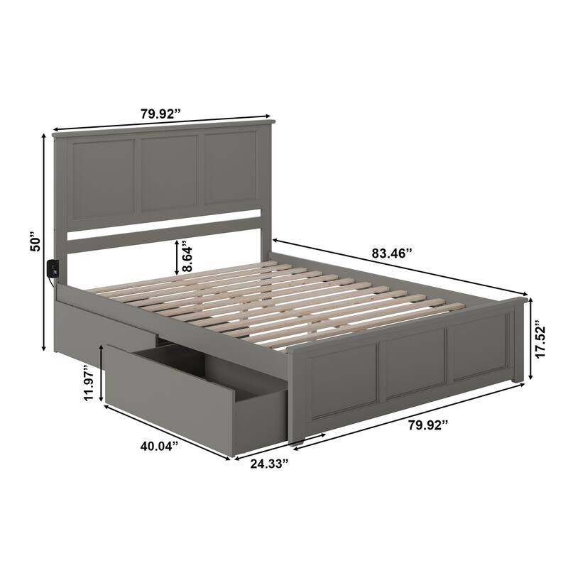 Madison Platform Bed with Matching Footboard with Storage Drawers