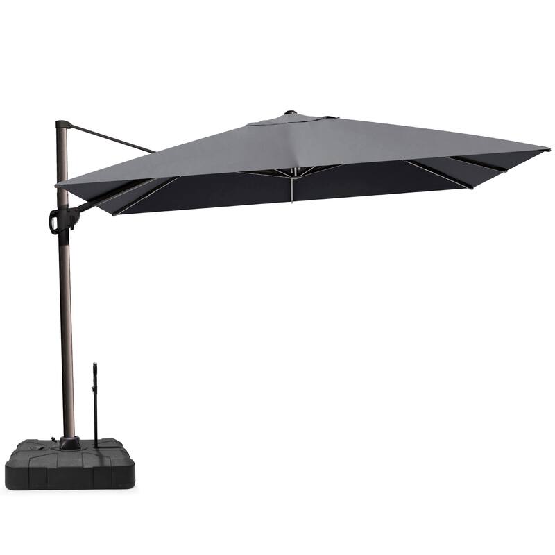 9 x 12 ft Outdoor Luxury Patio Cantilever Offset Umbrella with Base Stand