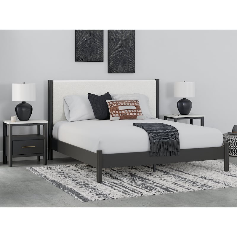 Signature Design by Ashley Cadmori Upholstered Panel Platform Bed - Black/White - King