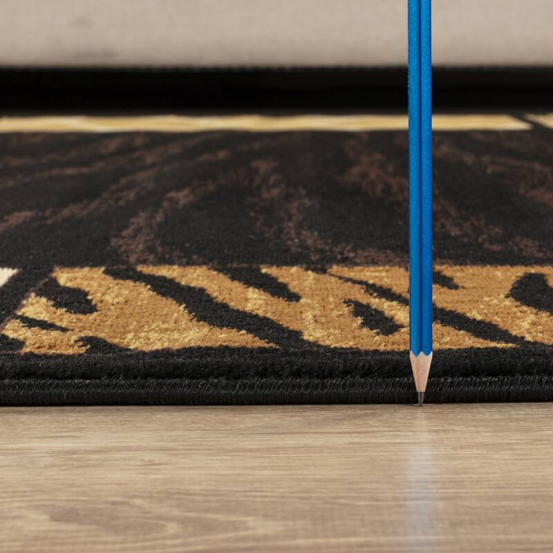 Black 2 ft. x 3 ft. Animal Print Area Rug - 3' x 2'