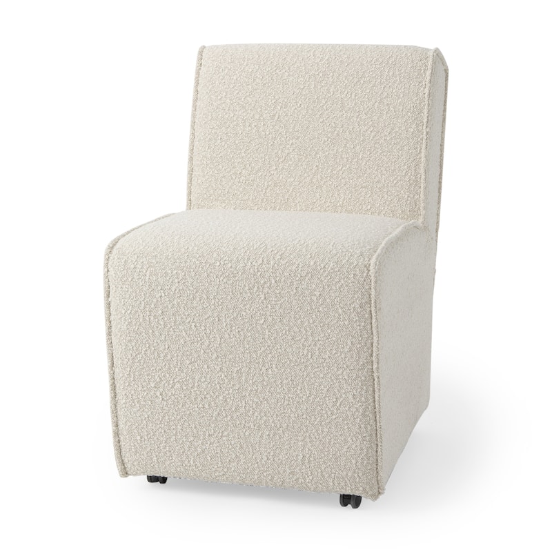 Damon Cream Boucle Fabric Dining Chair (Set of 2) - 20.4"W x 27.1"D x 31.2"H - 20.4"W x 27.1"D x 31.2"H - Set of 2 - Cream