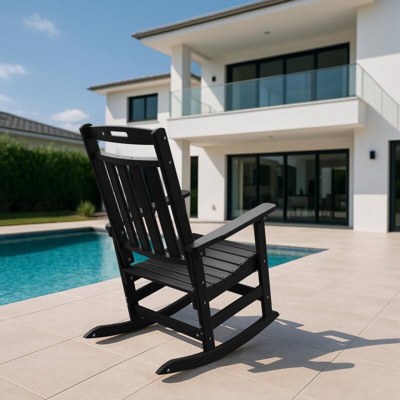HDPE All-Weather Outdoor Rocking Chair, Porch Deck Rocker
