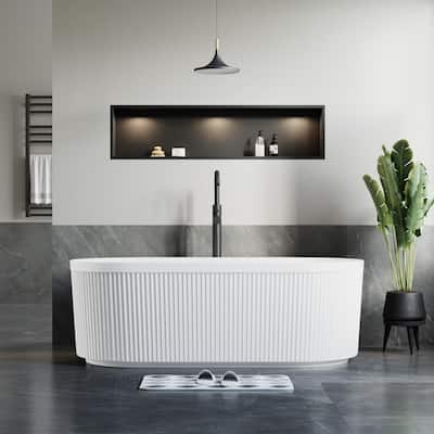 Repose 67" Fluted Acrylic Soaking Tub - Oval - 31D x 67W x 23H