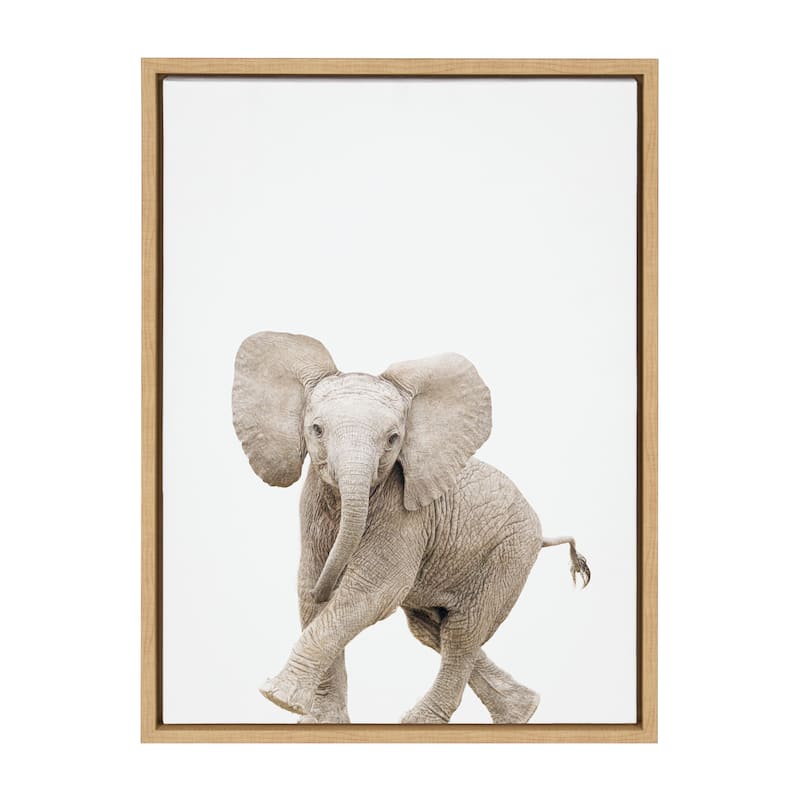 Kate and Laurel Sylvie Baby Elephant Walk Framed Canvas by Amy Peterson Art Studio