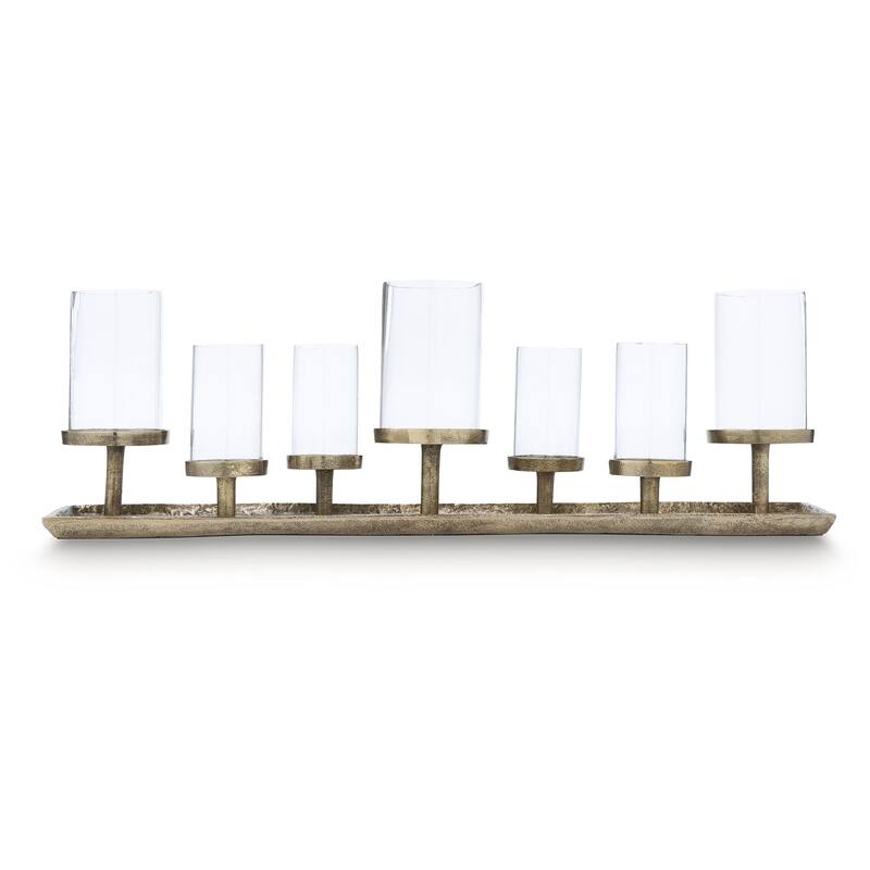 Signature Design by Ashley Wallmond Brown/Clear Candle Holder - 25.88" W x 6.63" D x 8.13" H