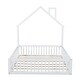 preview thumbnail 8 of 10, Wood Full Size House Platform Kids Bed with Guardrail & Chimney Design - Sturdy Pine Frame for Safe, Fun Sleep Space, White