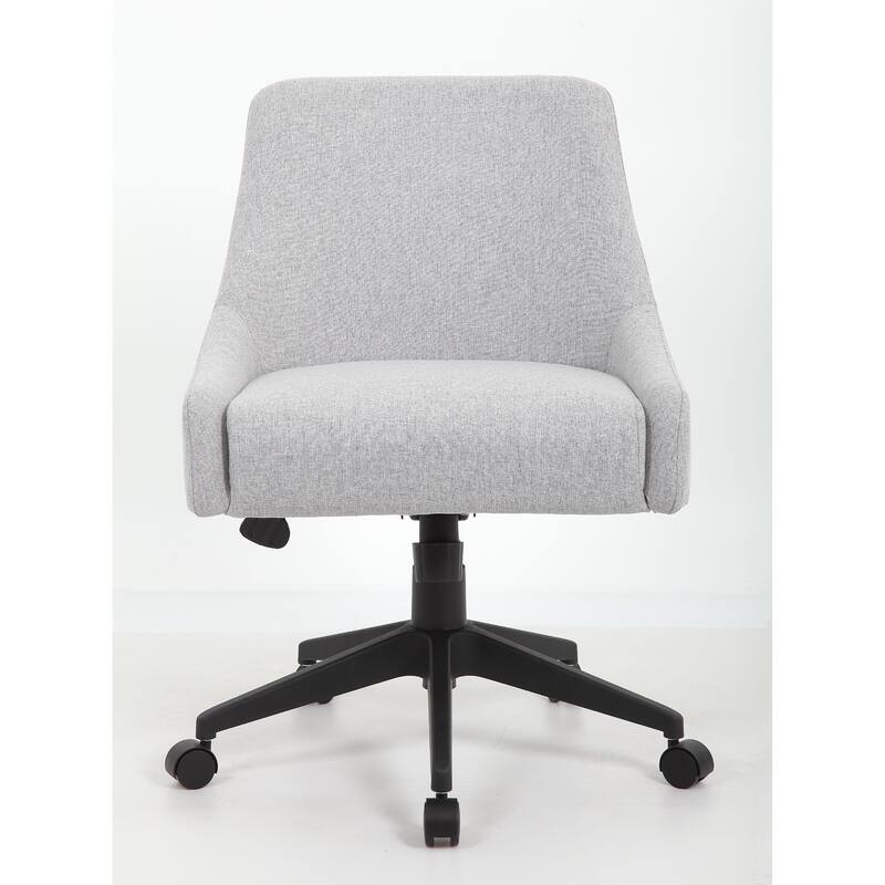 Boki Swivel Desk Chair, Light Gray Poly-Linen, Padded Curved Back