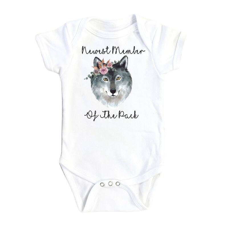 Wolf Pack - Baby Boy Girl Clothes Infant Bodysuit Funny Cute Newborn 1B - Natural - 0-3M