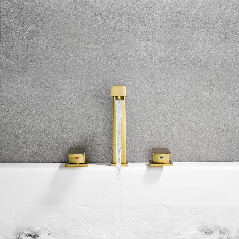 Altair Calden Double Handle Deck-Mount 8 in. Widespread Roman Tub Faucet in Brushed Gold