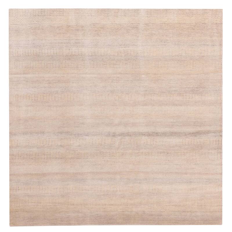 ECARPETGALLERY Hand-knotted Finest Silk Shadow Ivory Viscose, Wool Rug - 7'11 x 7'11