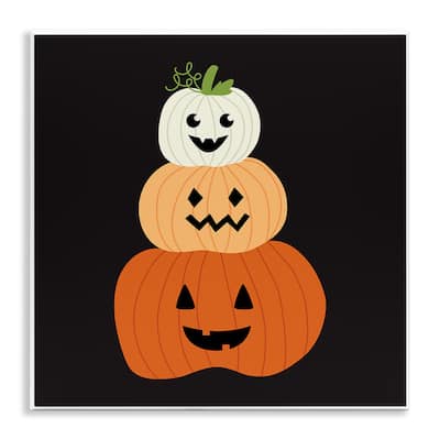 Stupell Happy Jack-o-Lanterns on Black Wall Plaque Art Design By Sazerelli Designs