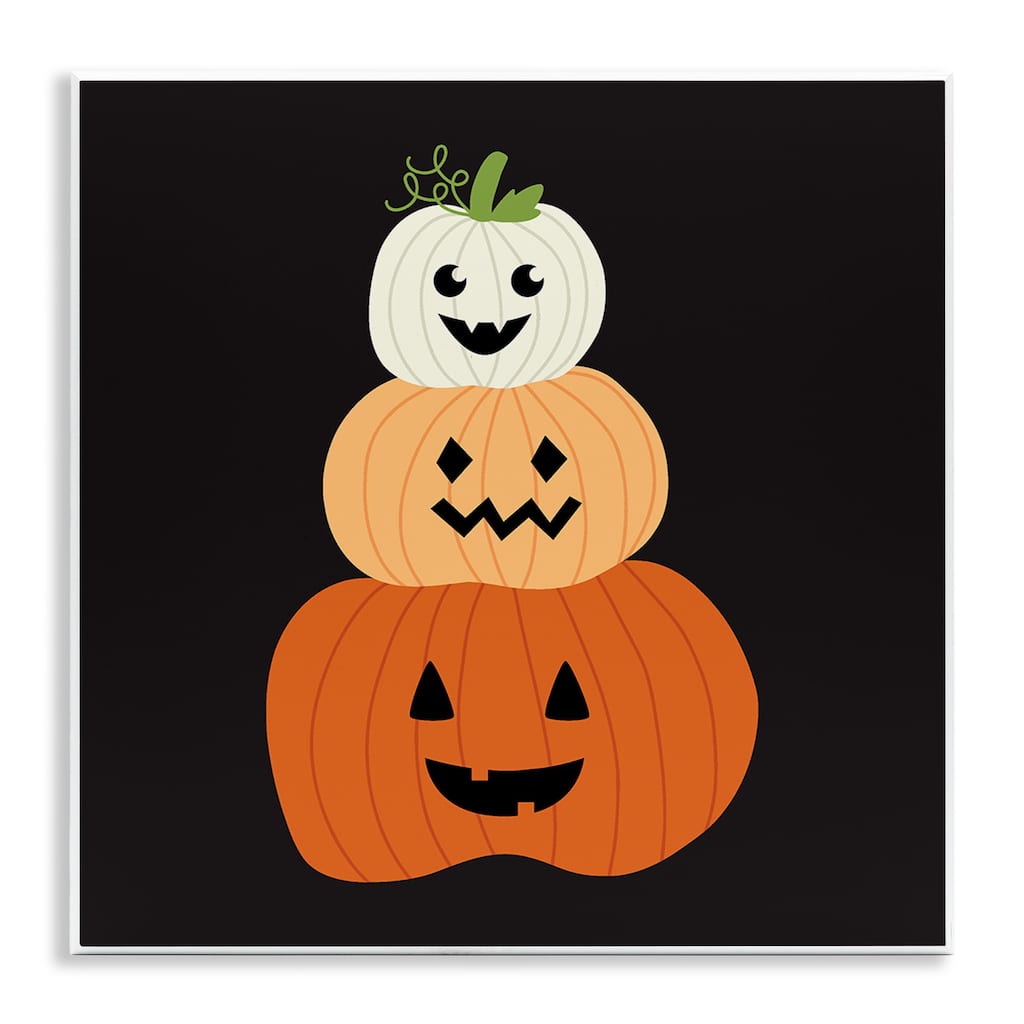Stupell Happy Jack-o-Lanterns on Black Wall Plaque Art Design By Sazerelli Designs