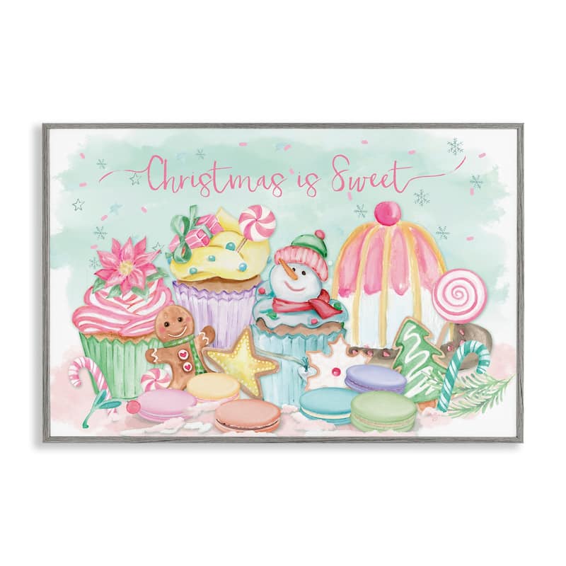 Stupell Christmas Is Sweet Festive Desserts Framed Giclee Art Design By Mollie B. - 30 x 20 - Grey