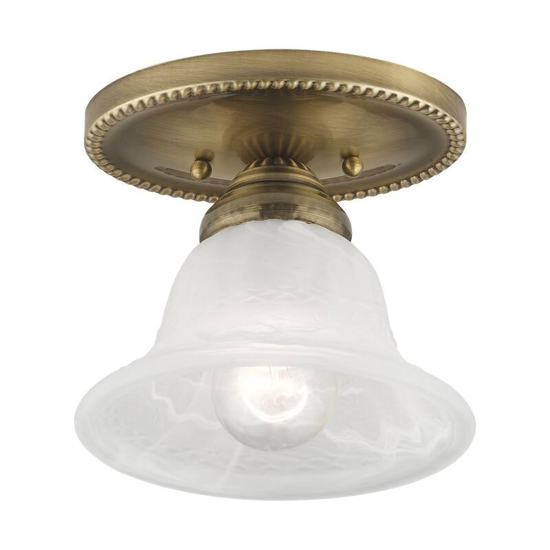 Livex Lighting 1-light Antique Brass Ceiling-mount Light, 1530-01 - 7" DIA X 6" H